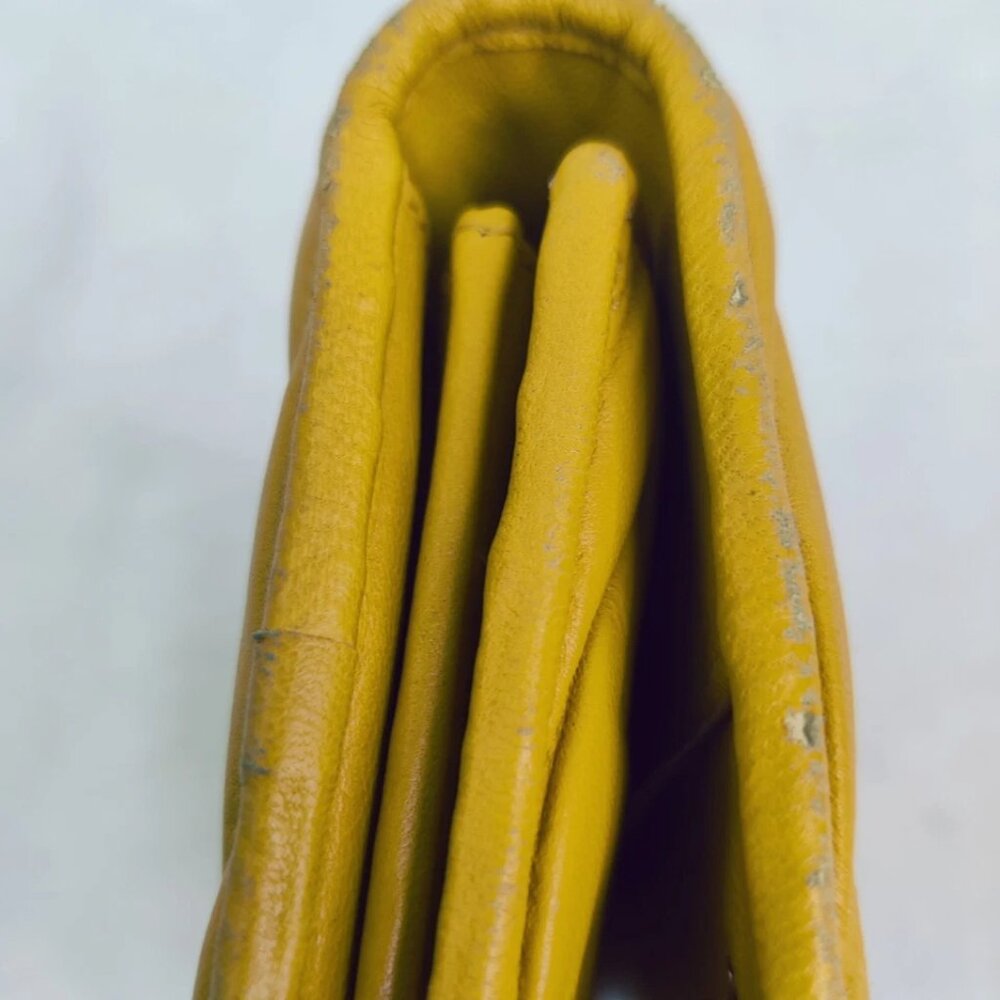 Miu Miu Wallet Matelasse Flap Long Wallet Calfskin Mustard Yellow No Returns - Picture 11 of 16